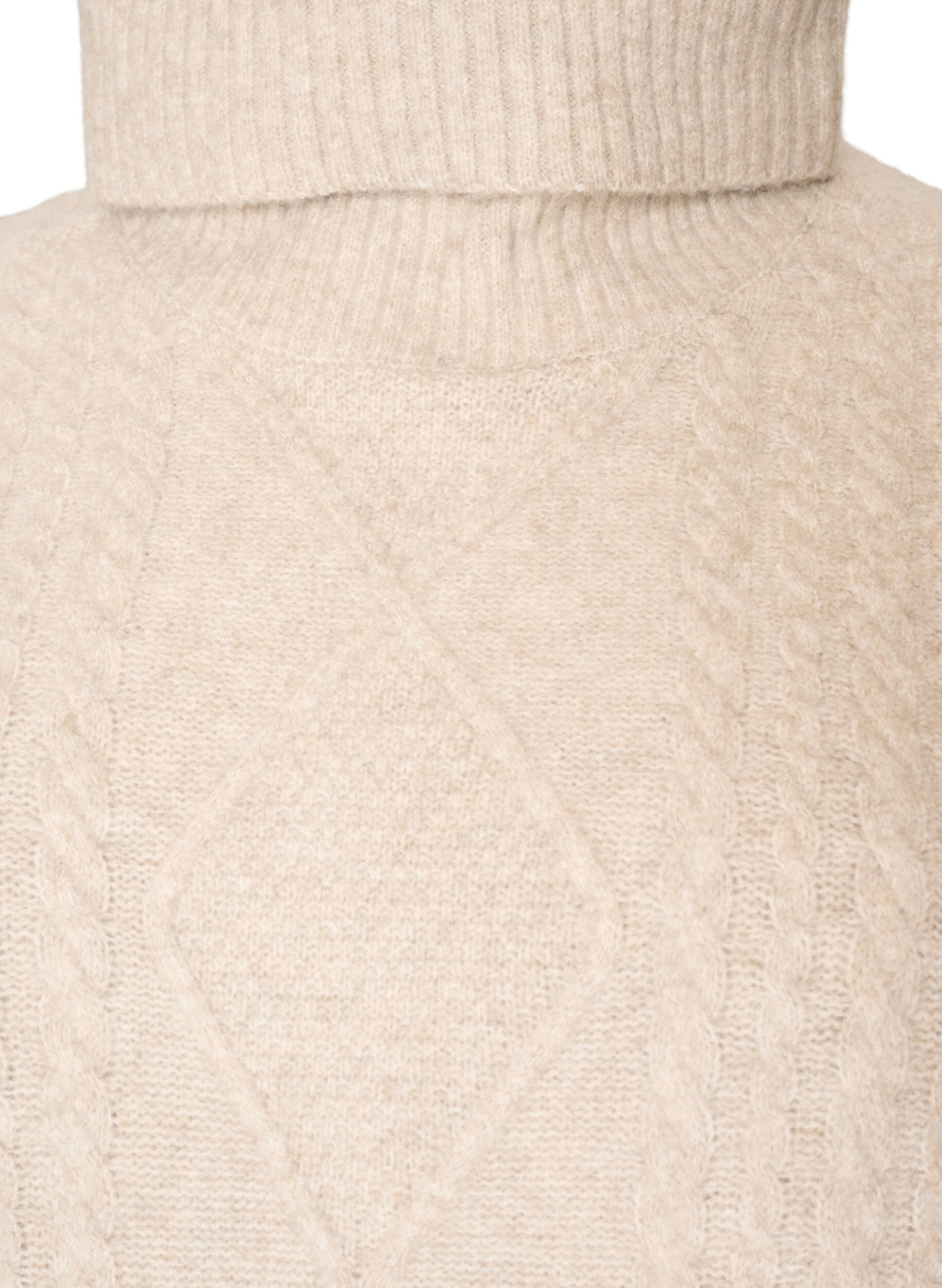 ZizziStrikvest med rullekrave og kabelstrik, Beige, Packshot image number 2