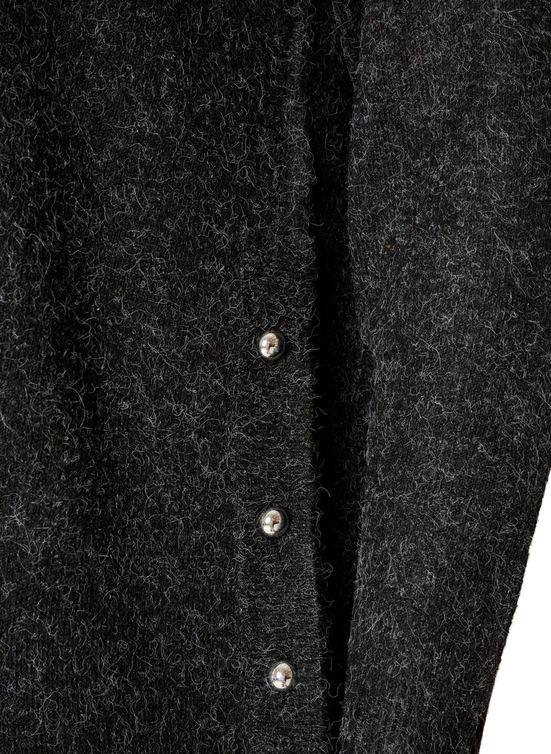 ZizziLang strikbluse med kugleknapper, Gr&aring;, Packshot image number 3