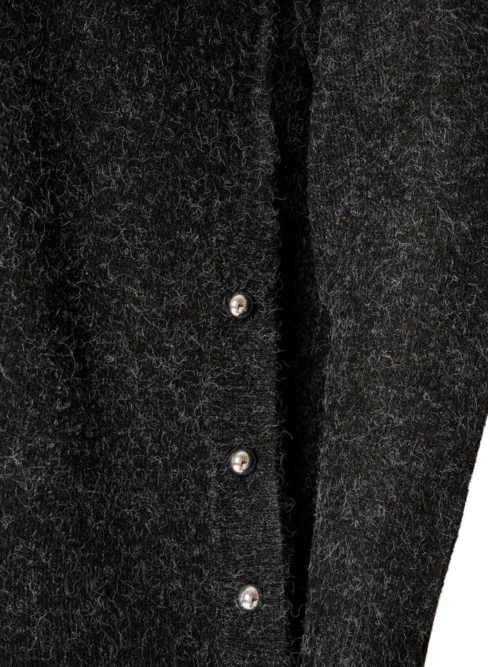 Lang strikbluse med kugleknapper, Gr&aring;, Packshot image number 3