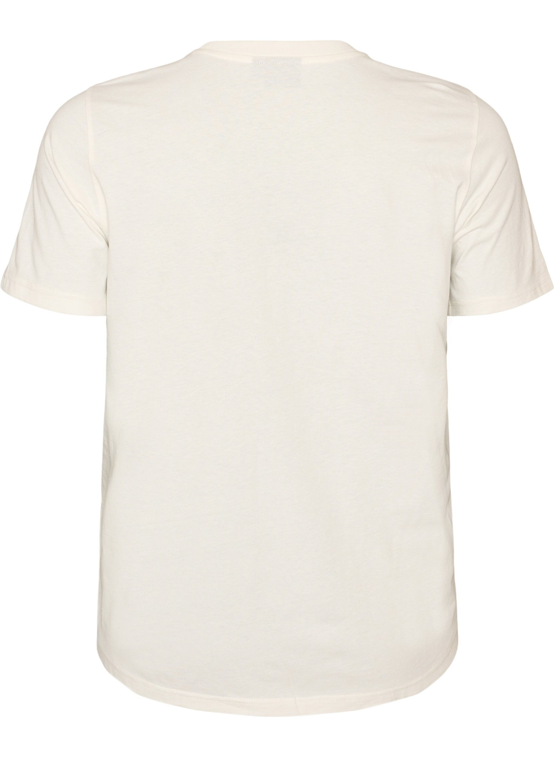 ZizziT-shirt i bomuld med print, Hvid, Packshot image number 1