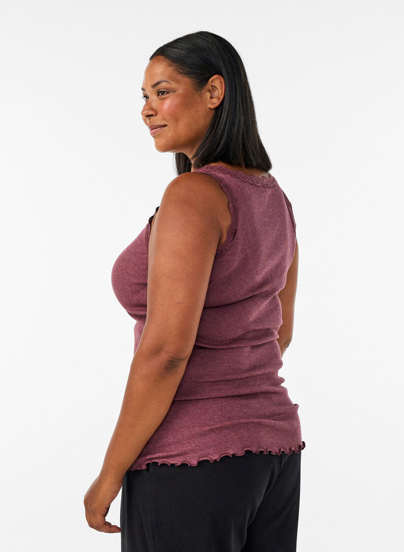 Ribtop med blondekant, R&oslash;d, Model image number 2