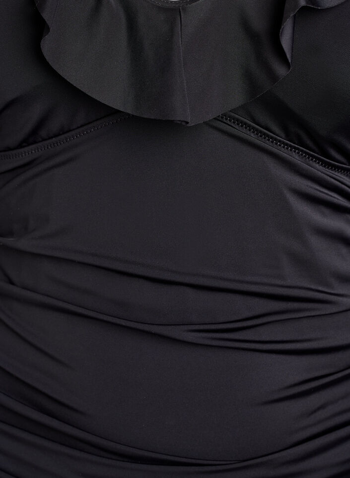 Badedragt med fl&aelig;ser og udtagelige indl&aelig;g, Sort, Packshot image number 2