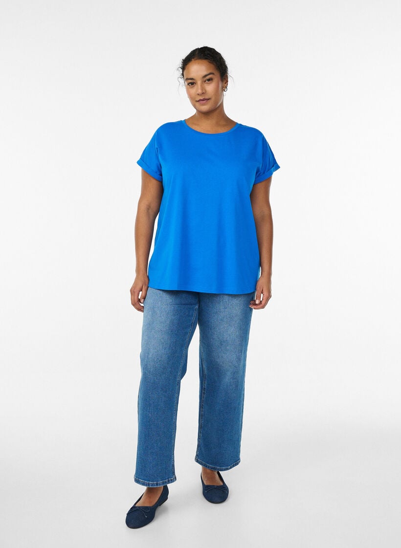 Kort&aelig;rmet t-shirt i bomuldsblanding, Bl&aring;, Model image number 1