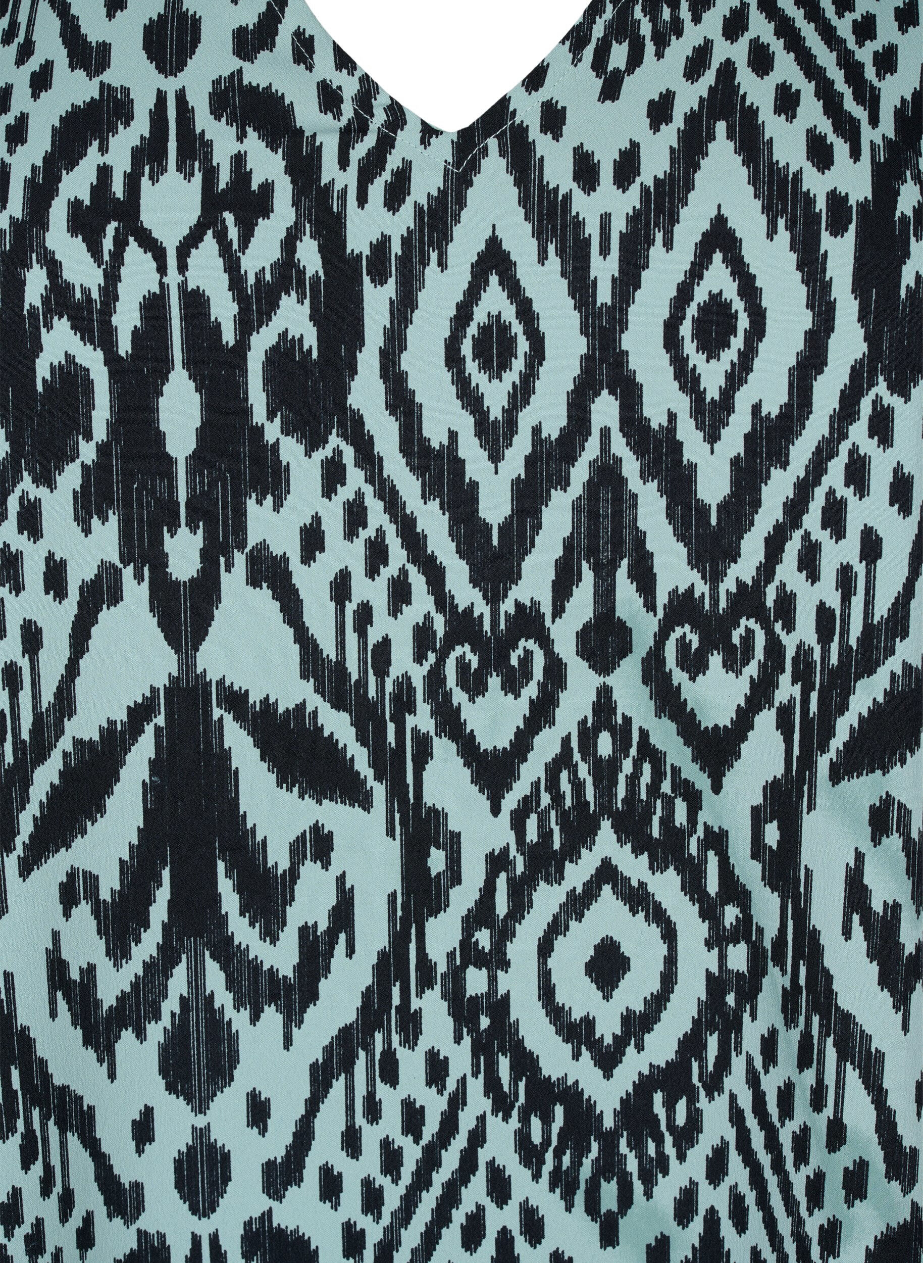 Zizzi FLASH - Tunika med v-hals og print, Green Bay Ethnic, Packshot image number 2