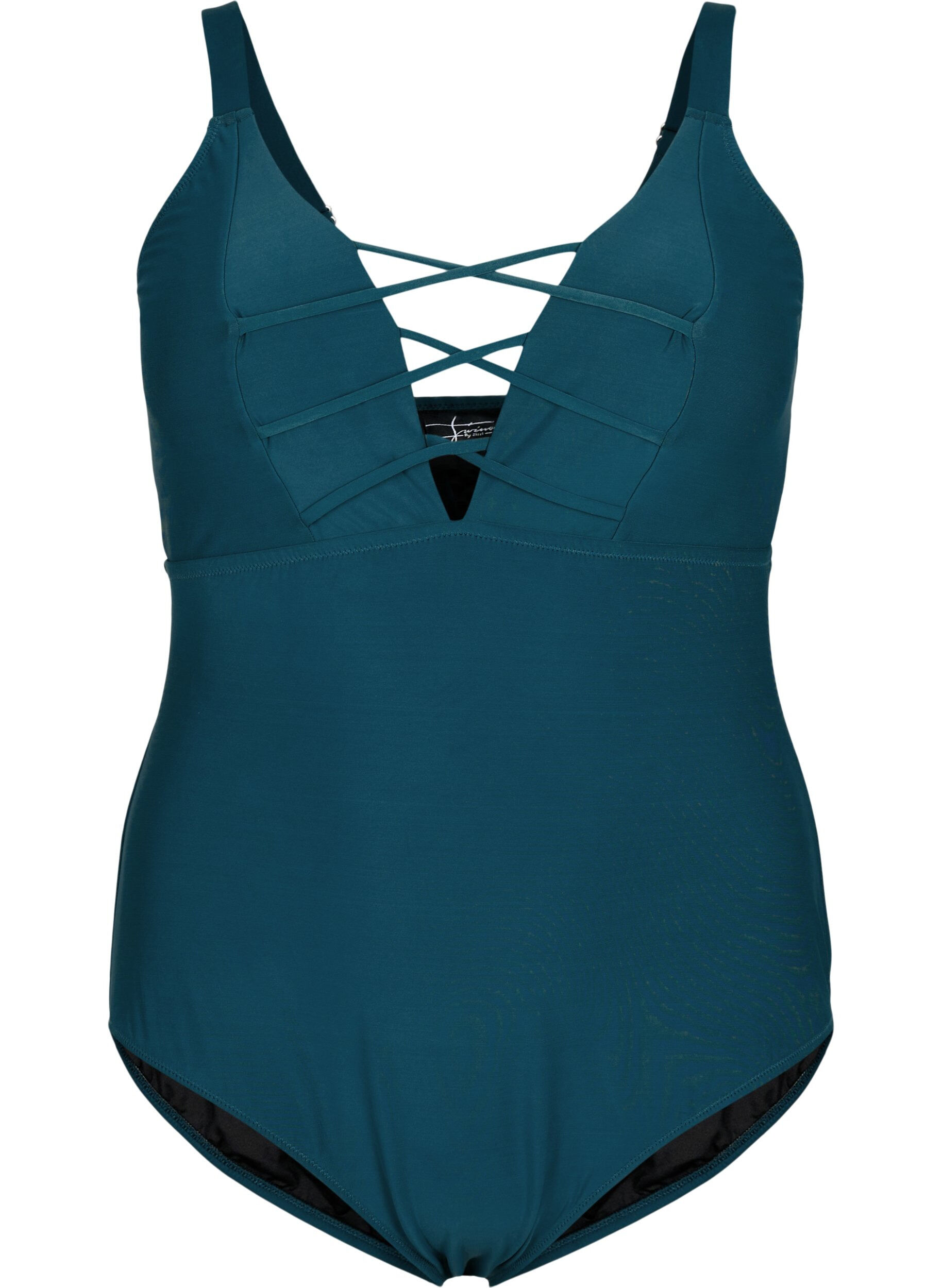 Zizzi Badedragt med stringdetalje, Dark Sea, Packshot image number 0