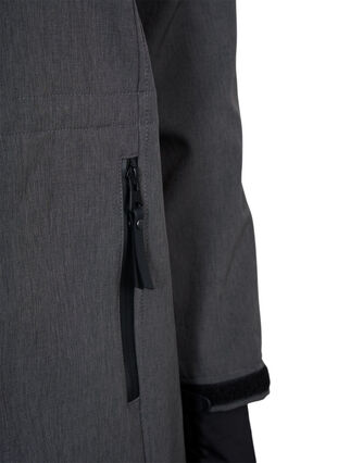 Softshell jakke med aftagelig hætte, Dark Grey Melange, Packshot image number 3