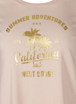 Kortærmet bomulds t-shirt med tryk , Rose Smoke CALIFORN, Packshot image number 2