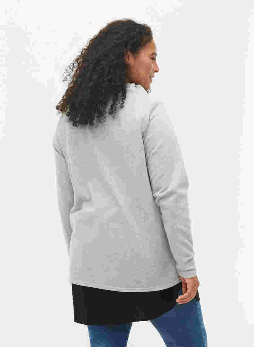Sweatshirt med høj krave, Light Grey Melange, Model image number 1