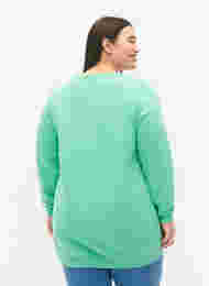 Lang sweatshirt med tekstprint, Neptune Green , Model