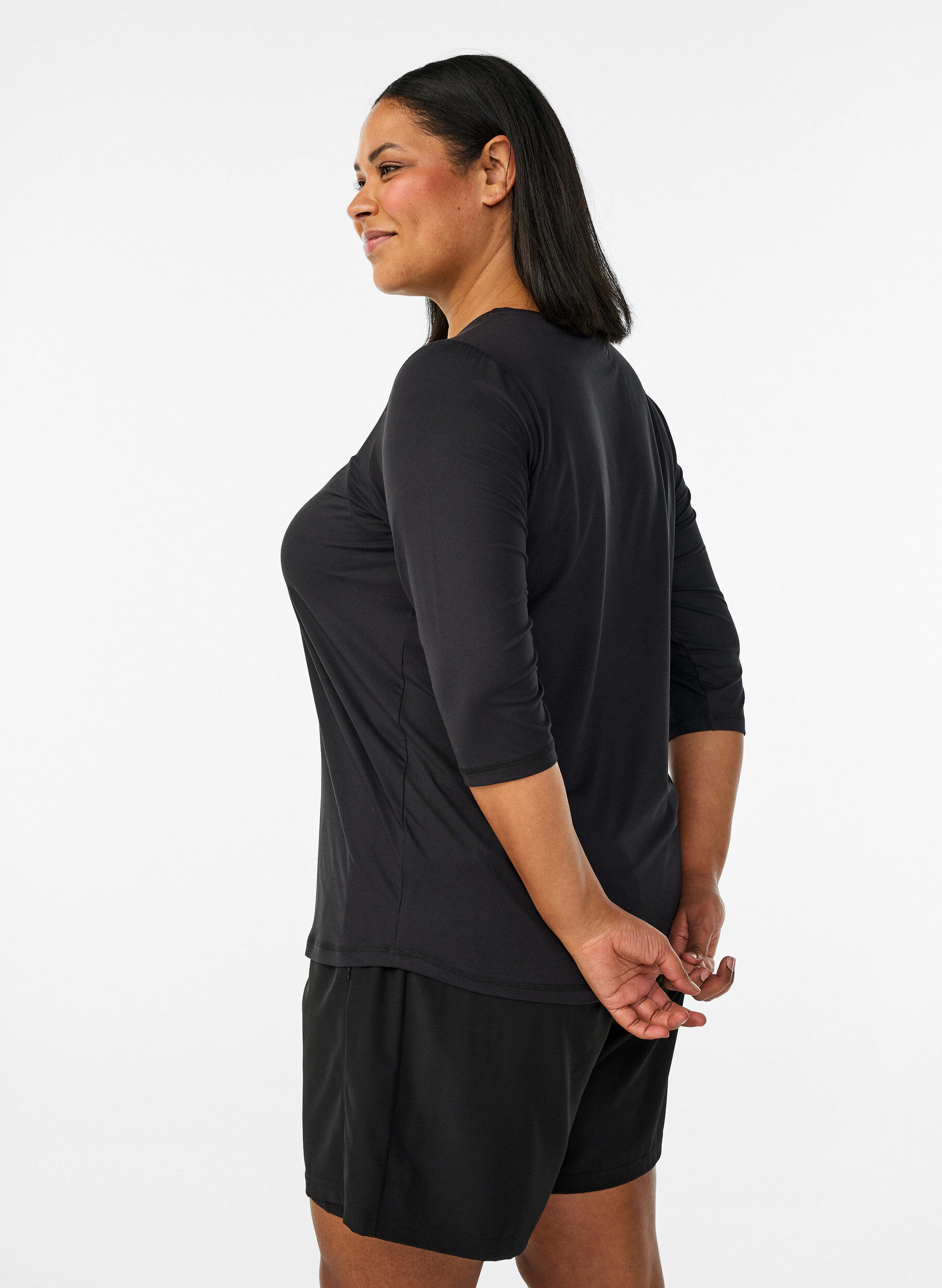 ZizziTr&aelig;ningsbluse med 3/4 &aelig;rmer, Sort, Model image number 2