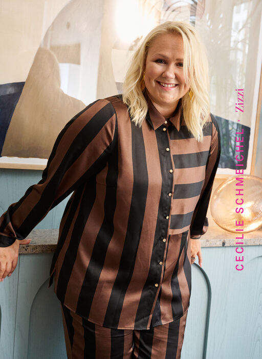 Satinskjorte med striber, Chestnut/B. Stripes, Image