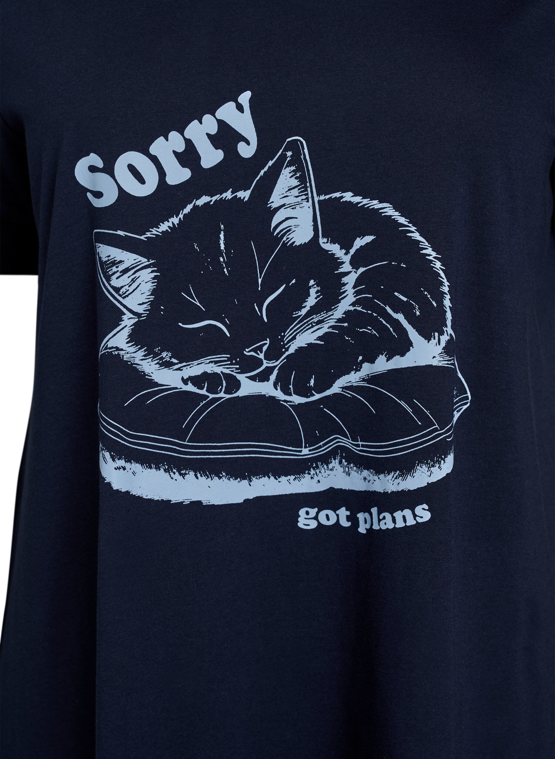 ZizziKort&aelig;rmet natkjole i &oslash;kologisk bomuld, Bl&aring;, Packshot image number 2