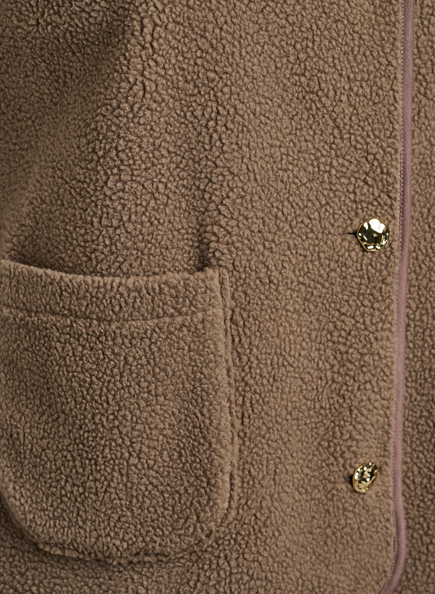ZizziTeddy vest med knapper og lommer, Brun, Packshot image number 3