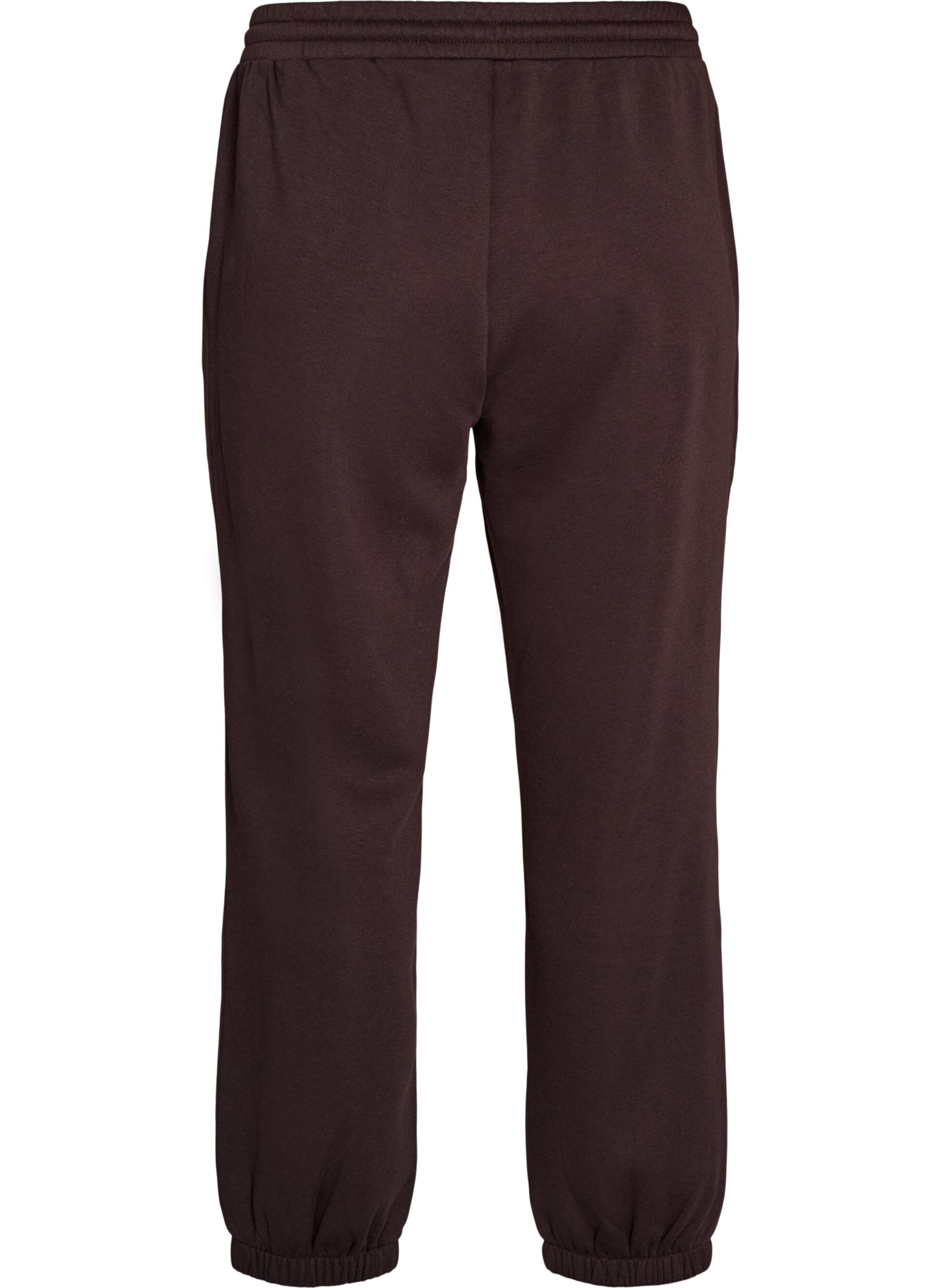 ZizziSweatpants med h&oslash;j talje og bindeb&aring;nd, Brun, Packshot image number 1