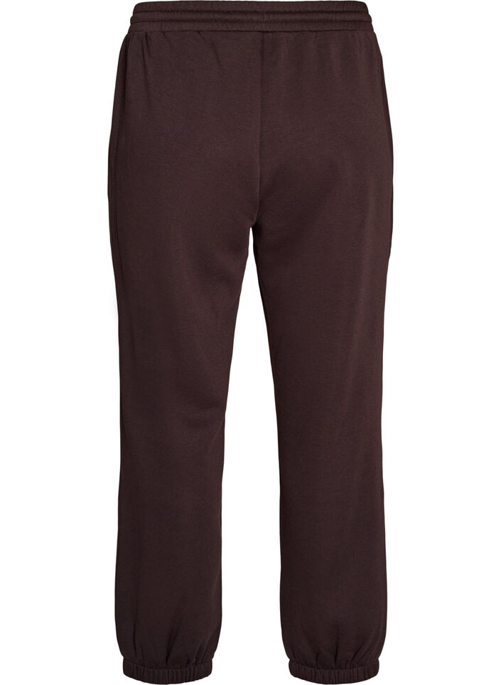 Sweatpants med h&oslash;j talje og bindeb&aring;nd, Brun, Packshot image number 1