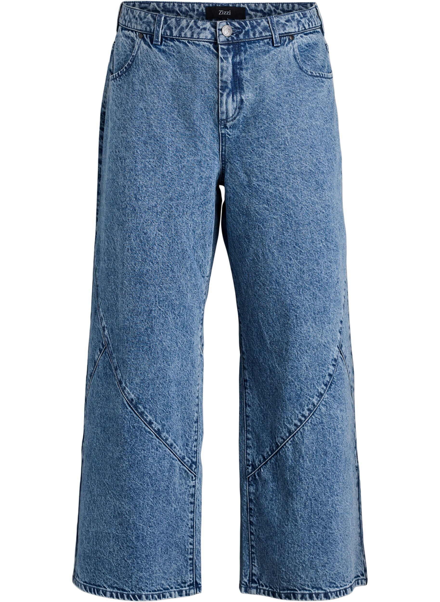 ZizziWide fit jeans med syningsdetaljer, Bl&aring;, Packshot image number 0