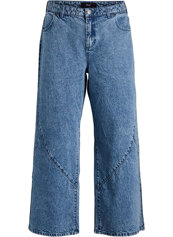 Wide fit jeans med syningsdetaljer, Bl&aring;, Packshot image number 0