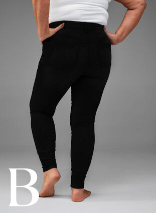 Super slim jeans med høj talje, Black, Model image number 5