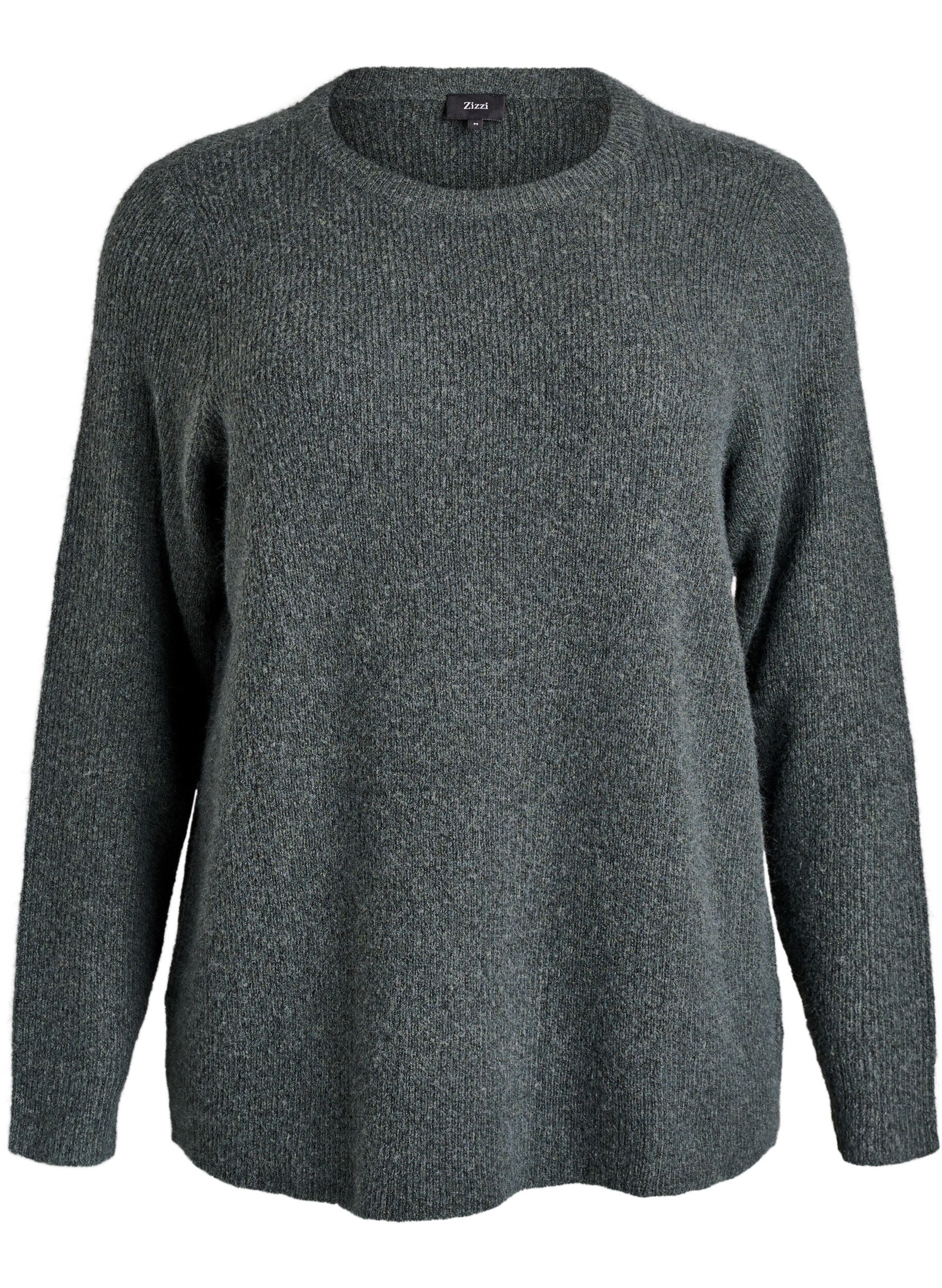 Meleret strikbluse med rund hals