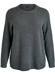 Meleret strikbluse med rund hals, Grøn