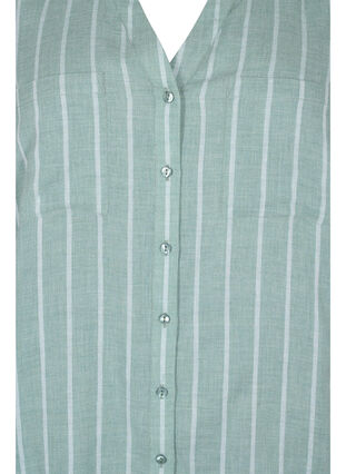 Stribet skjorte med v-udskæring, Balsam Green Stripe, Packshot image number 2