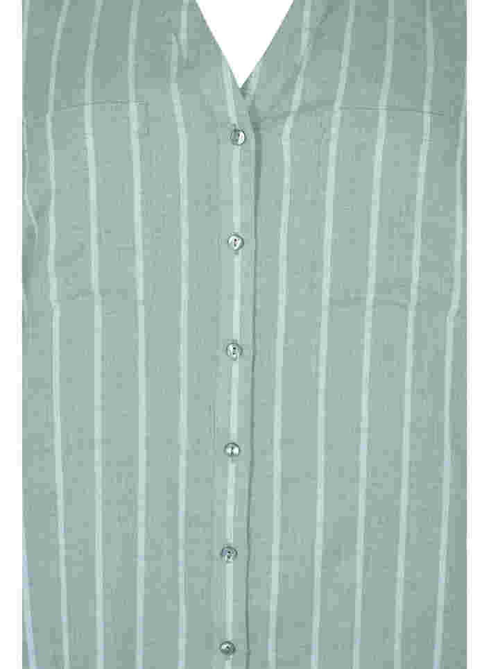 Stribet skjorte med v-udskæring, Balsam Green Stripe, Packshot image number 2