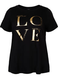 Kortærmet bomulds t-shirt med tryk, Black Love