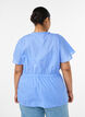 Bluse i bomuld med bindeb&aring;nd og elastisk talje, Bl&aring;, Model image number 2
