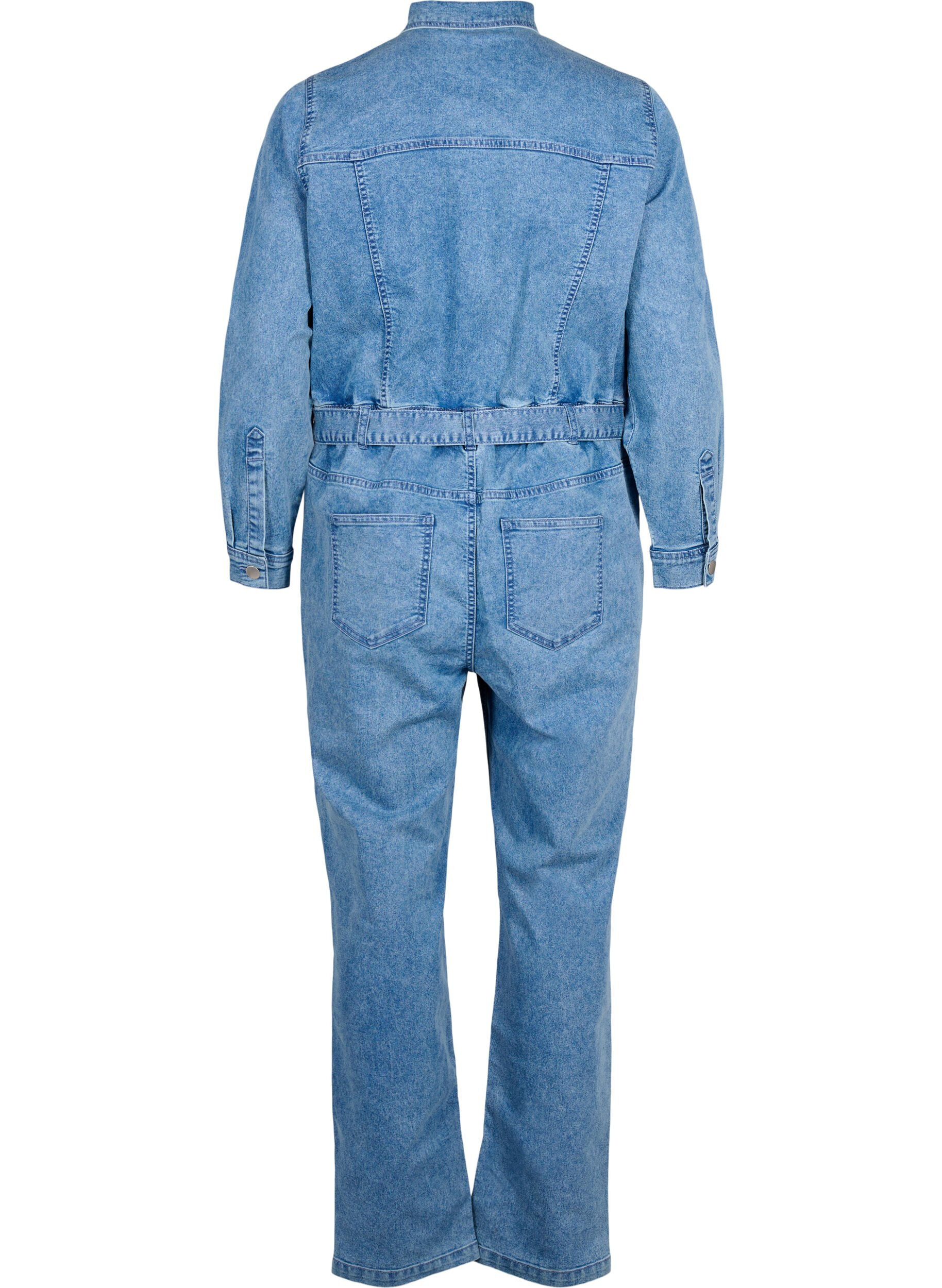 Zizzi Lang&aelig;rmet denim jumpsuit, Light Blue Denim, Packshot image number 1