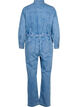 Langærmet denim jumpsuit, Light Blue Denim, Packshot image number 1