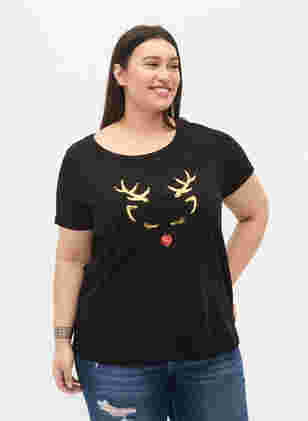 Jule t-shirt i bomuld, Black Reindeer, Model