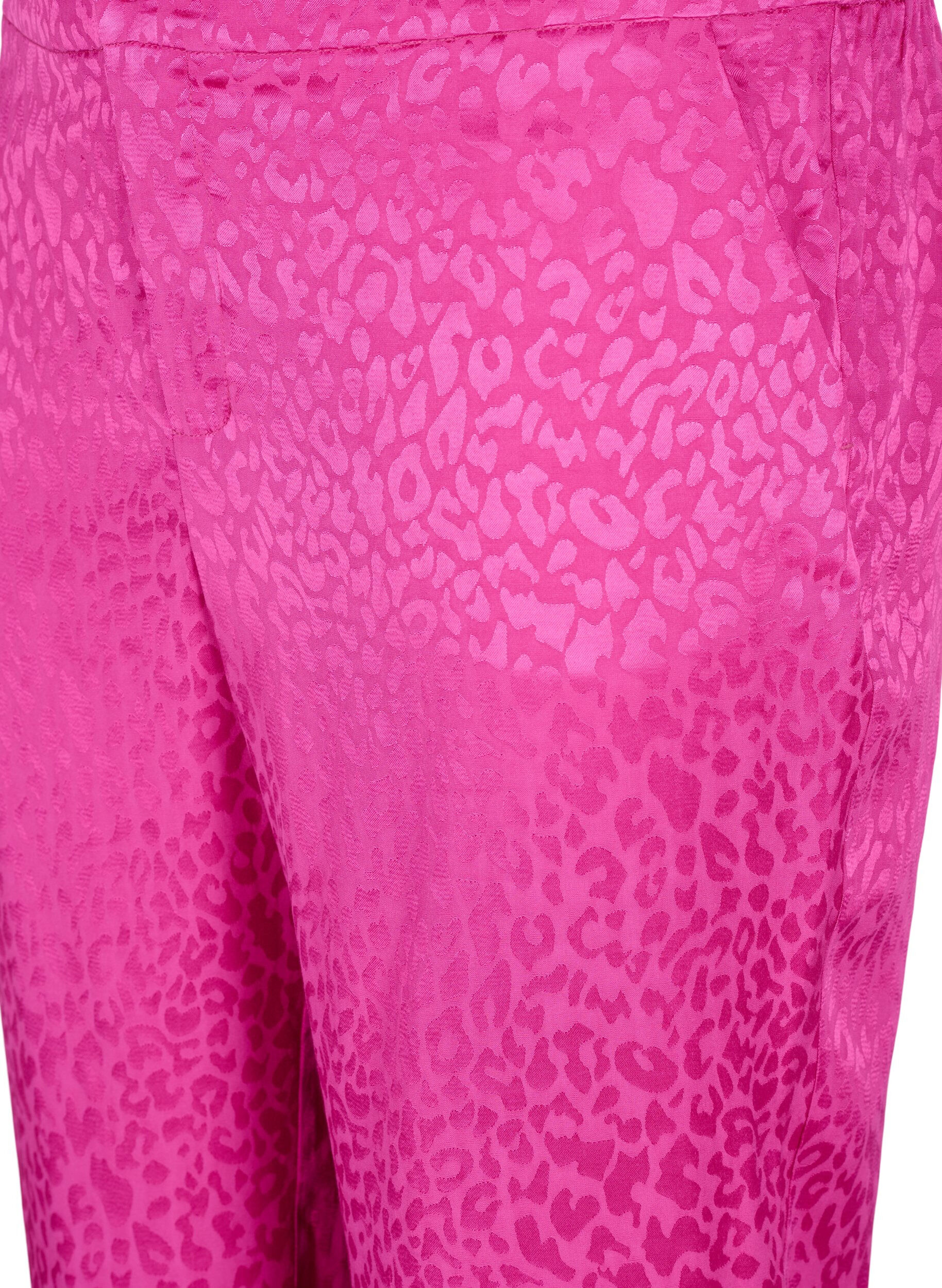 Zizzi Tone-i-tone jacquard bukser i viskose, Rose Violet, Packshot image number 2