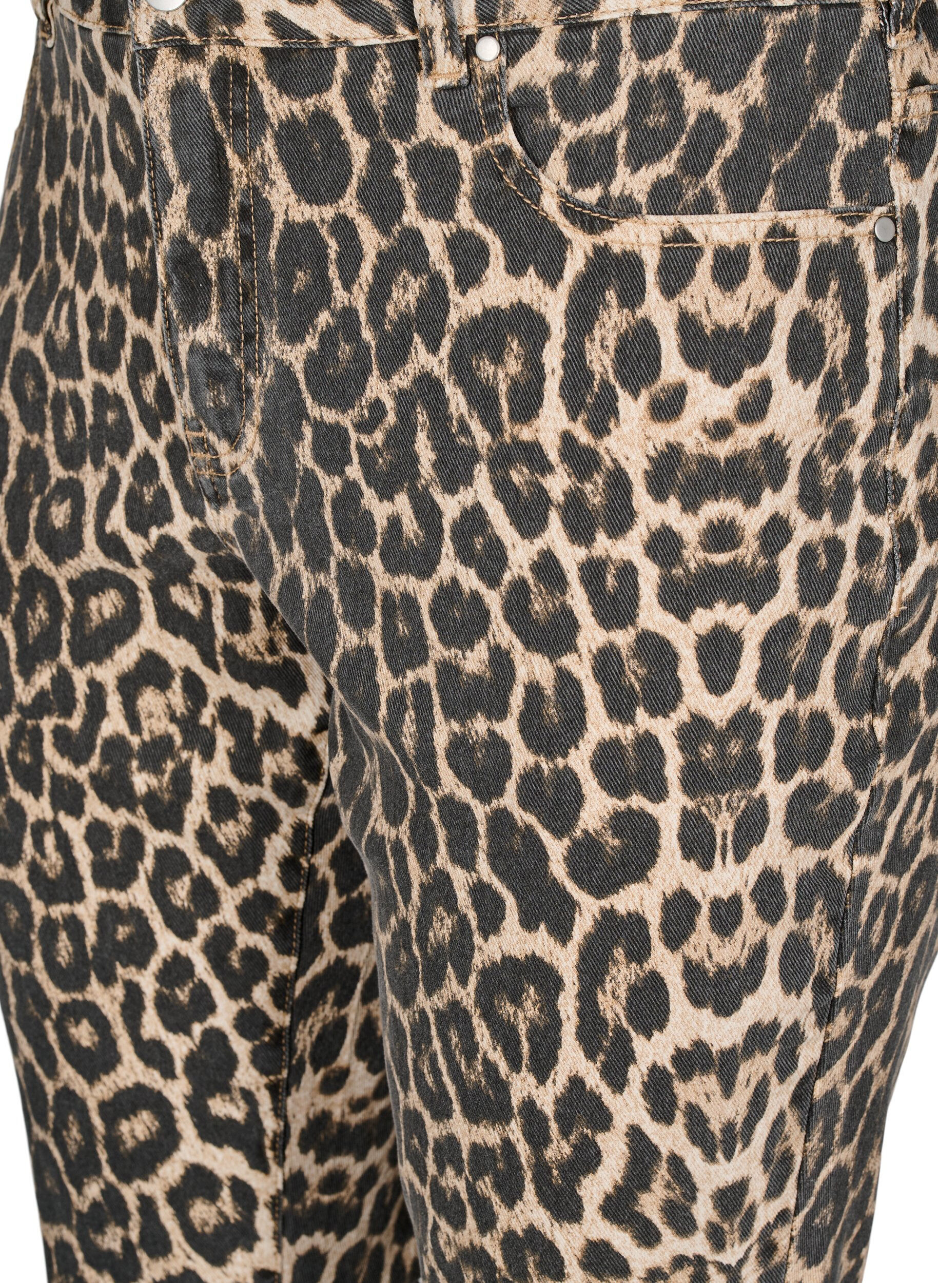 Zizzi Emily jeans med leopardprint, Brun, Packshot image number 2