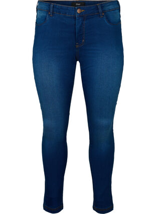 Slim fit Emily jeans med normal talje, Blue denim, Packshot image number 0