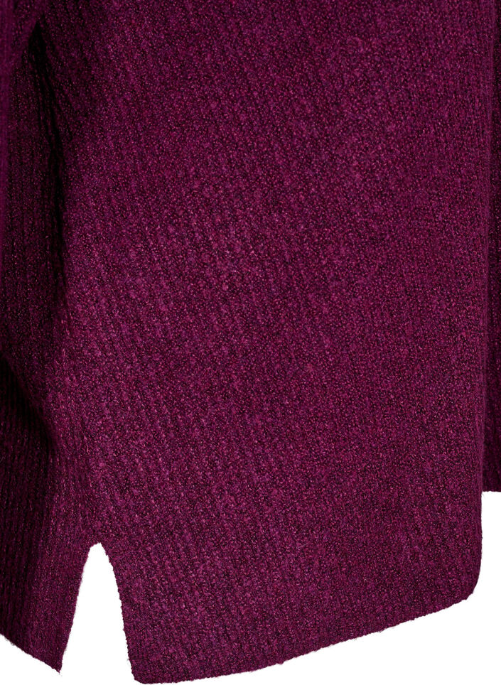 Strikbluse med v-hals og lange ærmer, Potent P. Black Mel., Packshot image number 3