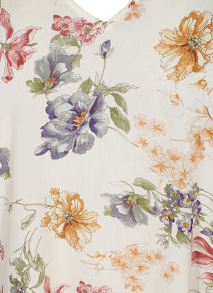 Kortærmet viskose bluse med blomsterprint, Creme Vintage Flower, Packshot image number 2