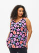 Blomstret top med v-hals, Black Big Flower AOP, Model image number 0