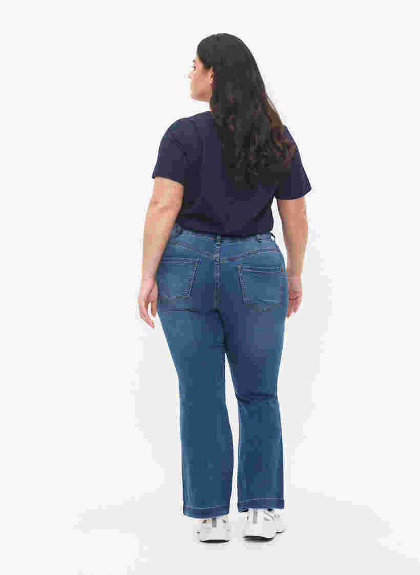 Højtaljede Ellen jeans med bootcut , Blue denim, Model image number 1