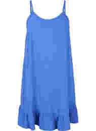 Bomuldskjole med tynde stropper og a-form, Dazzling Blue