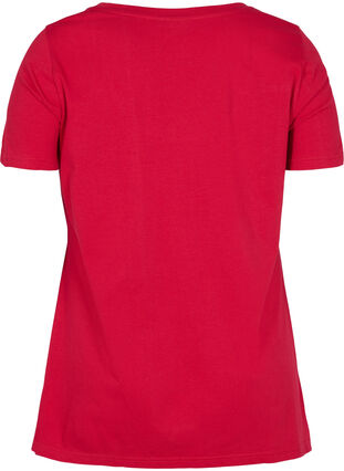 Kortærmet bomulds t-shirt med a-form, Tango Red ENOUGH, Packshot image number 1