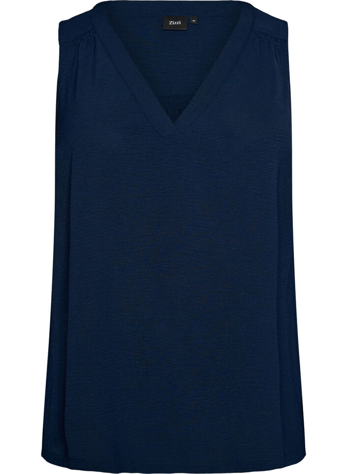 &AElig;rmel&oslash;s top med rynkedetaljer, Bl&aring;, Packshot image number 0