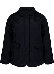 Quiltet jakke med krave og lommer, Sort