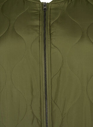 Lang quiltet jakke med lommer og lynlås, Winter Moss, Packshot image number 2