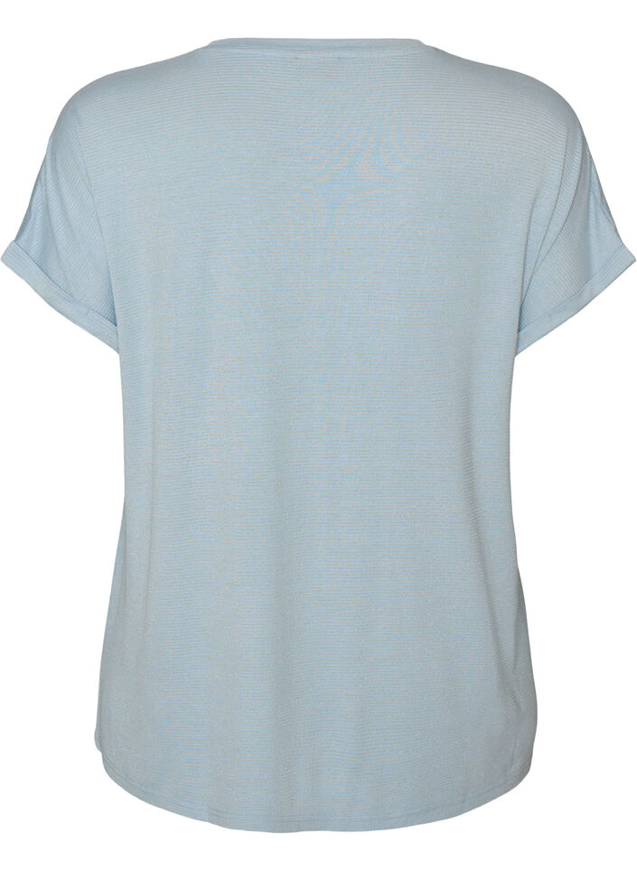 T-shirt i viskose med glimmerstriber, Bl&aring;, Packshot image number 1