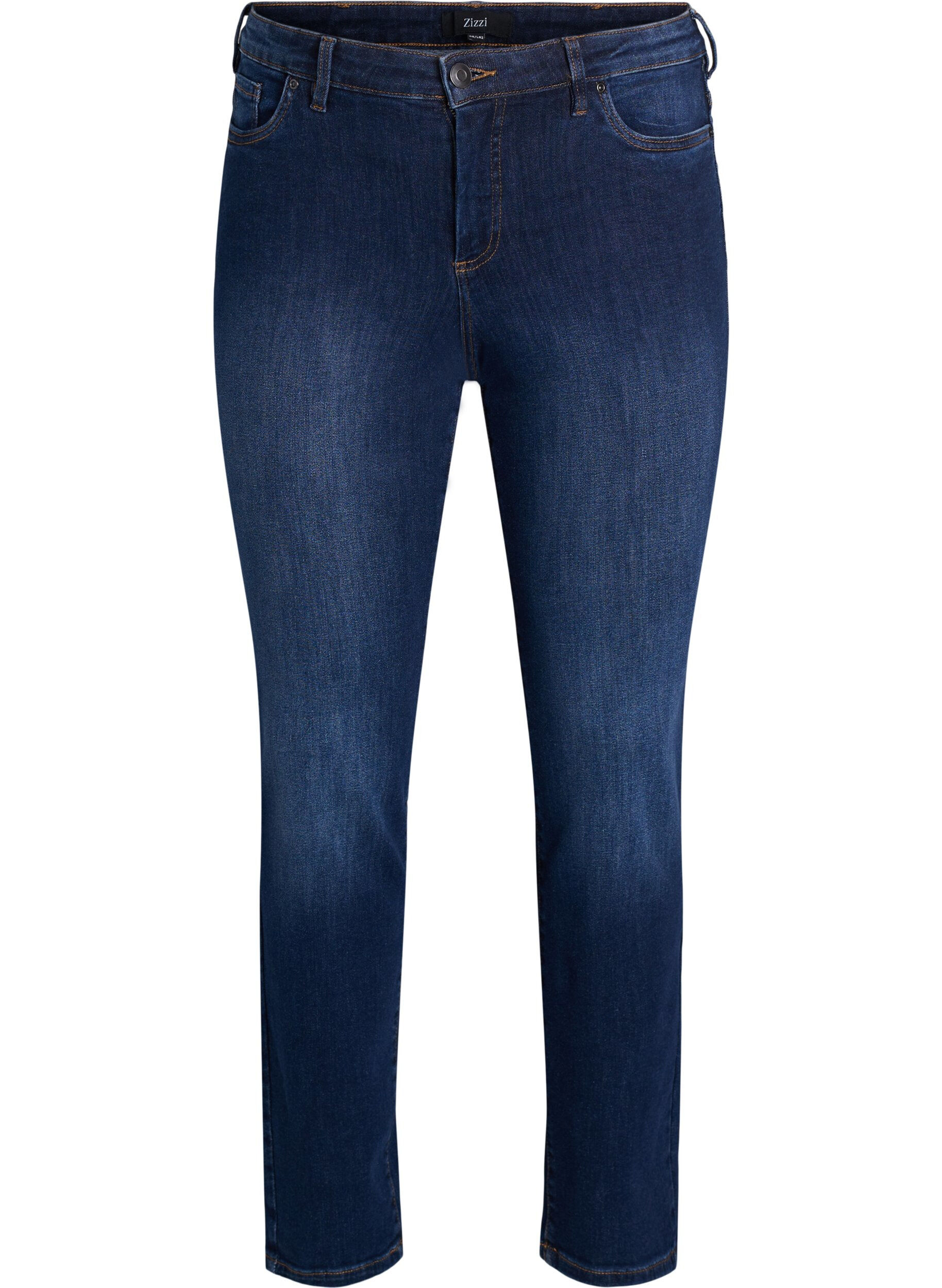 Zizzi Slim fit jeans med regul&aelig;r talje, Dark Blue, Packshot image number 0
