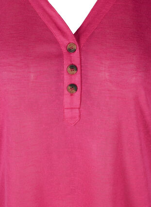 Kortærmet t-shirt med knapper , Fuchsia Purple, Packshot image number 2