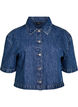 Kort denimjakke med knaplukning og korte &aelig;rmer, Bl&aring;, Packshot image number 0