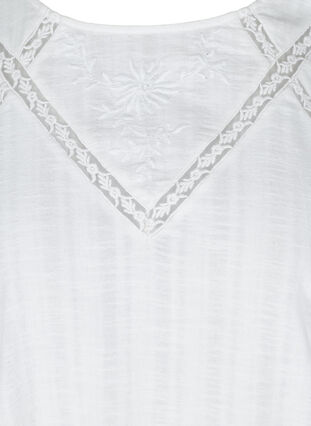 Langærmet bomulds bluse med broderi, Bright White, Packshot image number 2
