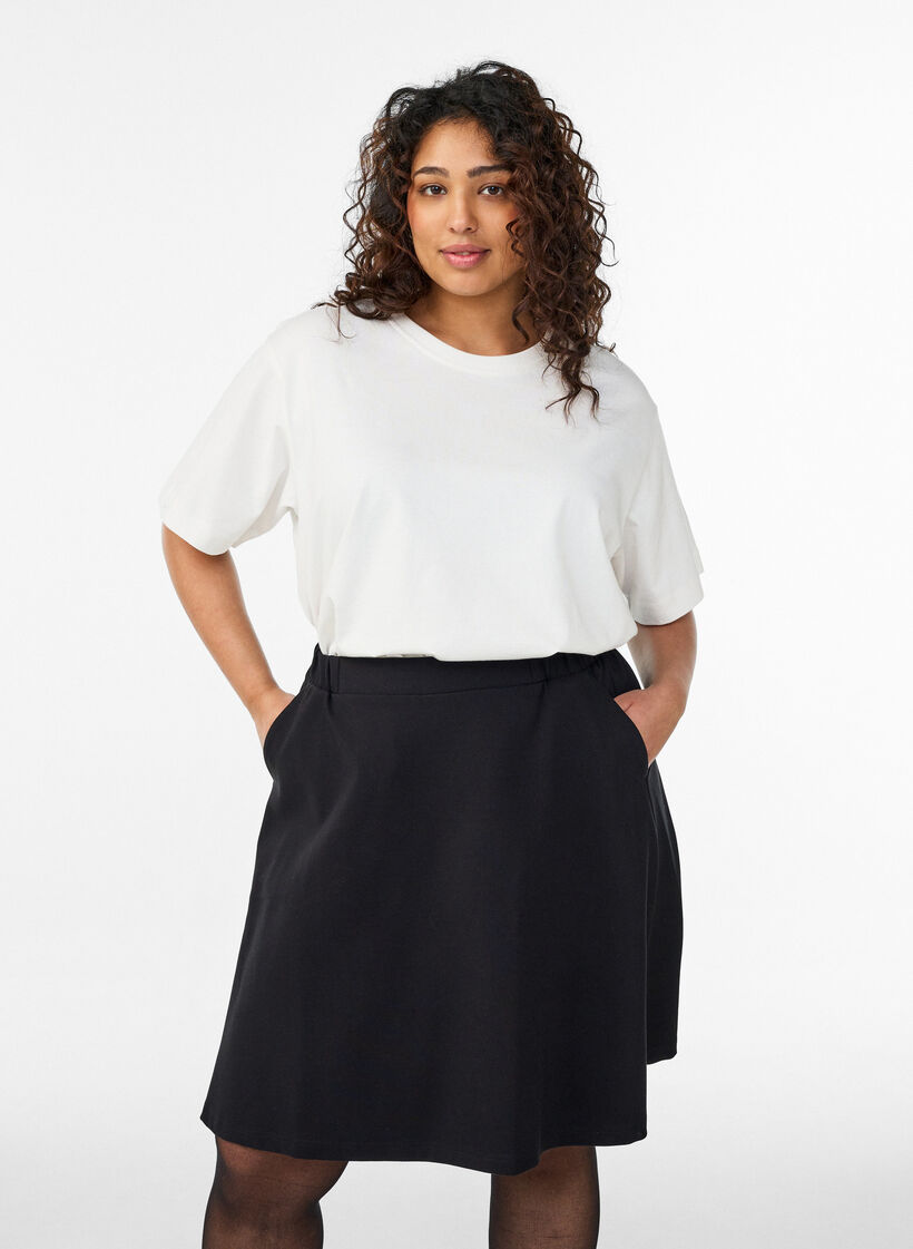 Skater nederdel i viskose, Sort, Model image number 0