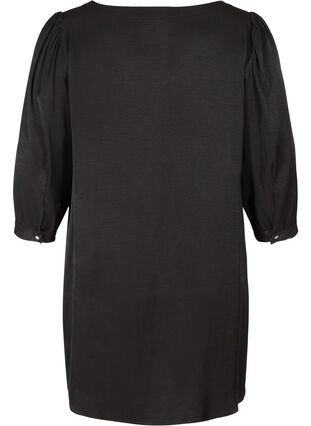 Tunika med knapper og 3/4 ærmer, Black, Packshot image number 1